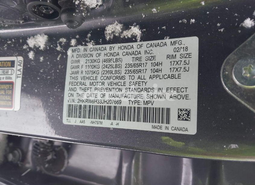 Photo 9 of 2018 Honda Cr-v LX (VIN 2HKRW6H33JH207669)