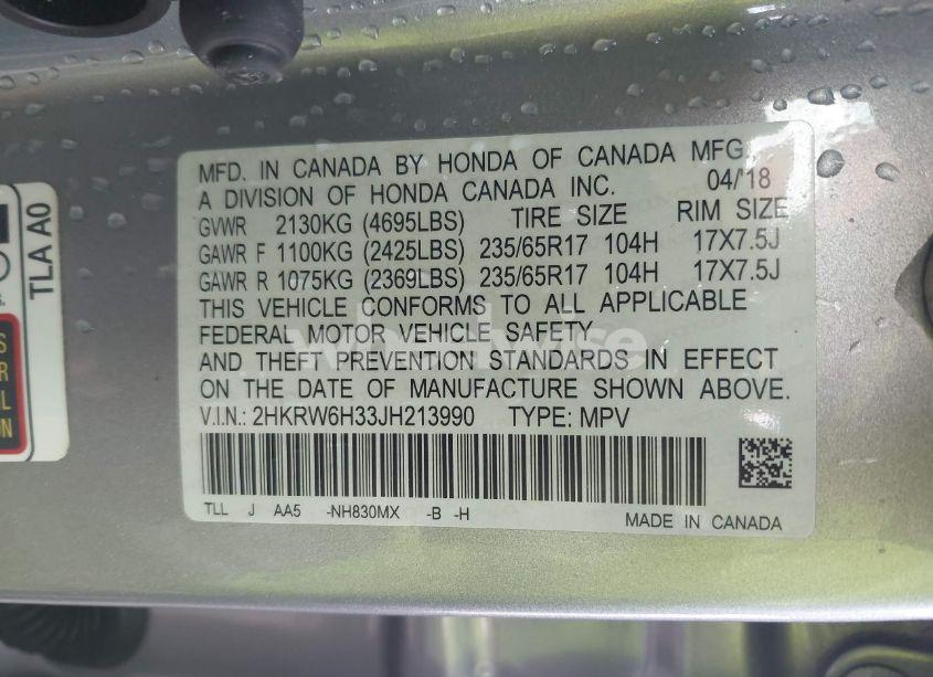 Photo 9 of 2018 Honda Cr-v LX (VIN 2HKRW6H33JH213990)