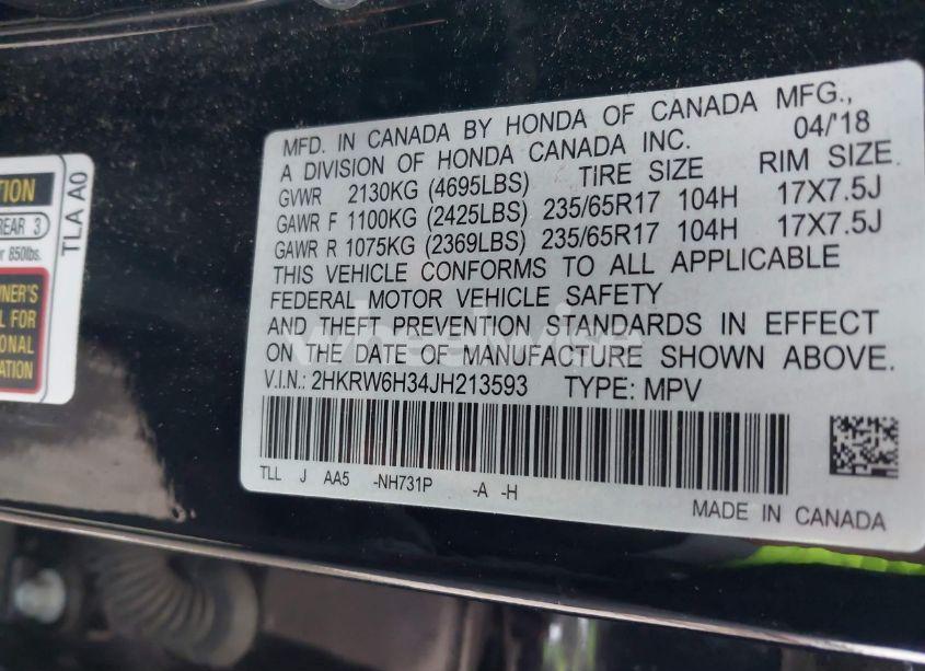 Photo 9 of 2018 Honda Cr-v LX (VIN 2HKRW6H34JH213593)