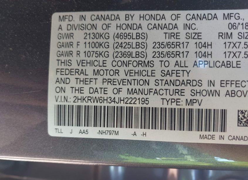 Photo 9 of 2018 Honda Cr-v LX (VIN 2HKRW6H34JH222195)