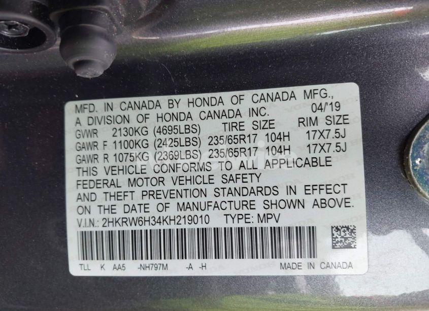 Photo 9 of 2019 Honda Cr-v LX (VIN 2HKRW6H34KH219010)
