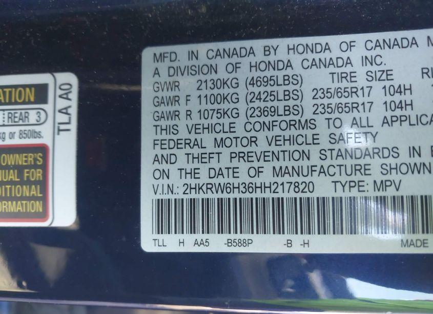 Photo 9 of 2017 Honda Cr-v LX (VIN 2HKRW6H36HH217820)