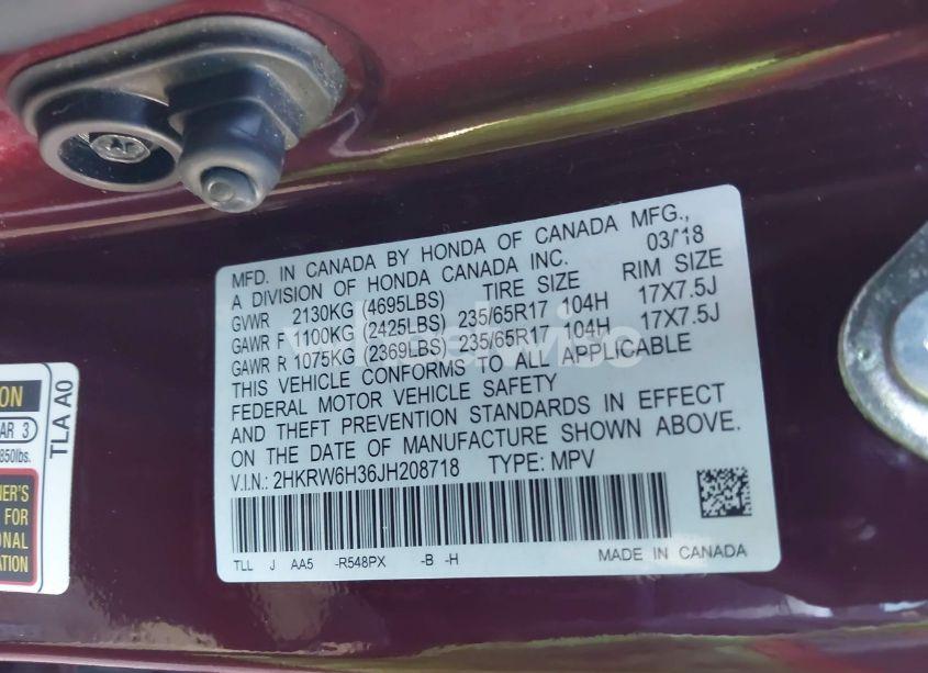 Photo 9 of 2018 Honda Cr-v LX (VIN 2HKRW6H36JH208718)