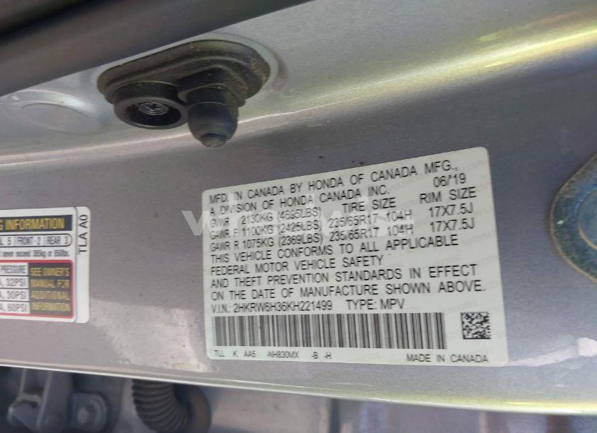 Photo 9 of 2019 Honda Cr-v LX (VIN 2HKRW6H36KH221499)