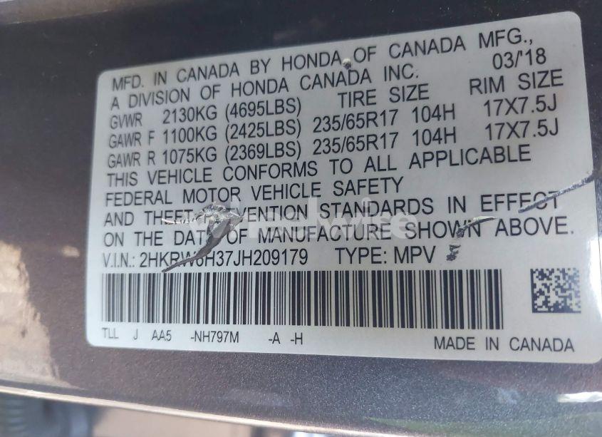 Photo 9 of 2018 Honda Cr-v LX (VIN 2HKRW6H37JH209179)