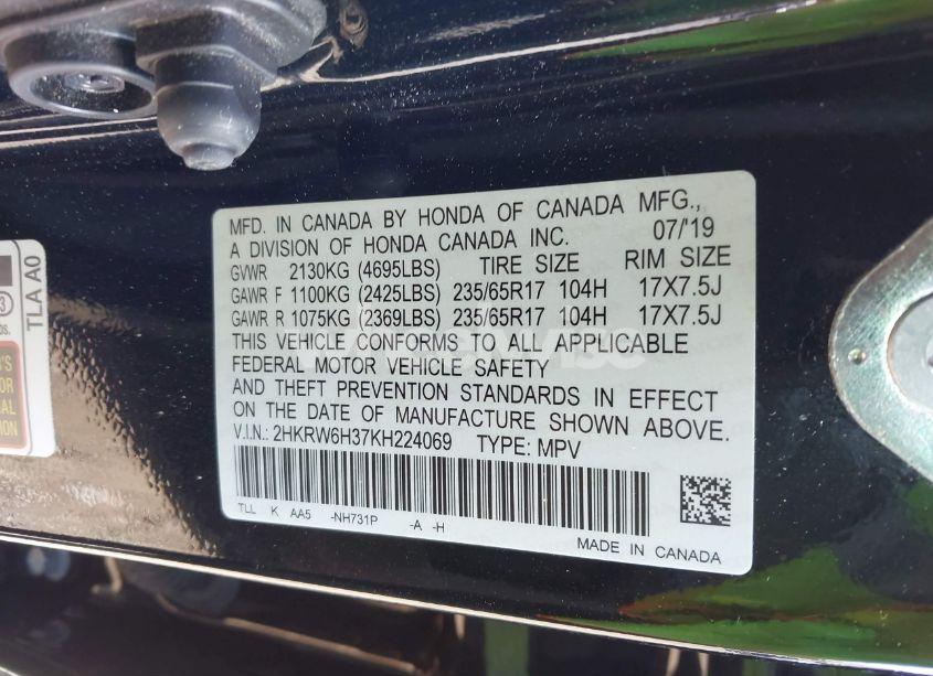 Photo 9 of 2019 Honda Cr-v LX (VIN 2HKRW6H37KH224069)