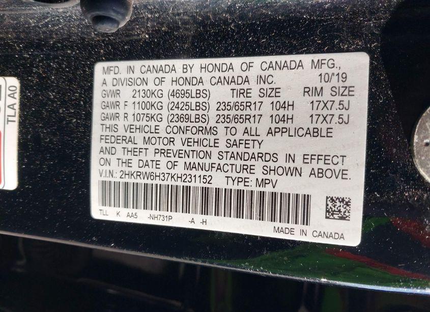 Photo 9 of 2019 Honda Cr-v LX (VIN 2HKRW6H37KH231152)