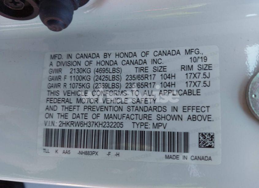 Photo 9 of 2019 Honda Cr-v LX (VIN 2HKRW6H37KH232205)