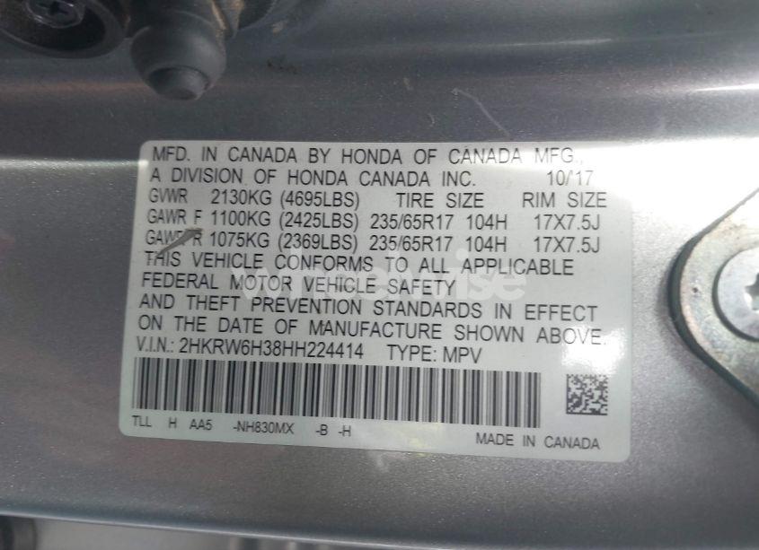 Photo 9 of 2017 Honda Cr-v LX (VIN 2HKRW6H38HH224414)