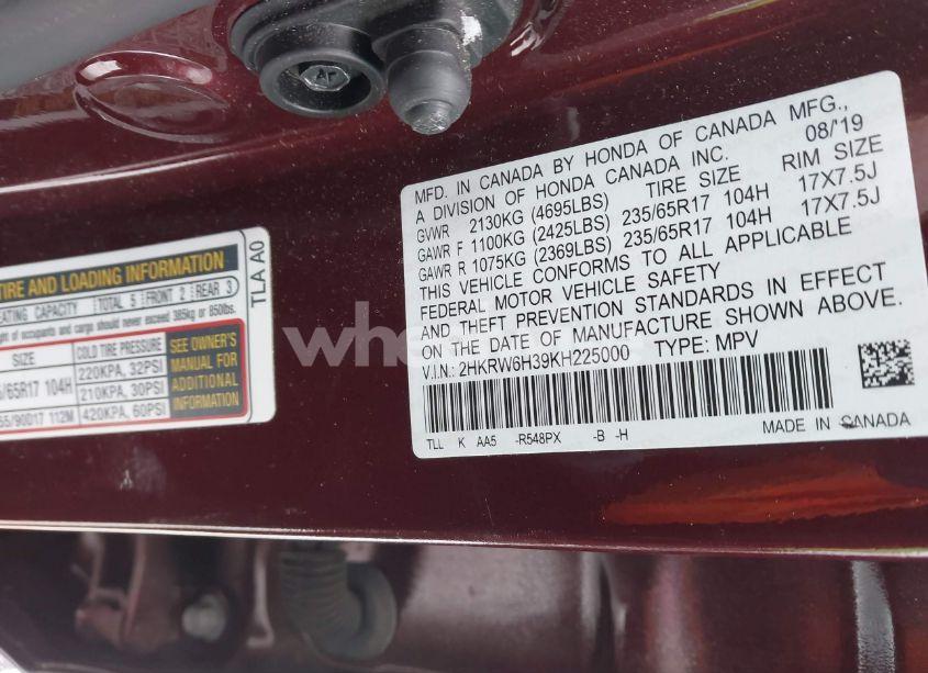 Photo 9 of 2019 Honda Cr-v LX (VIN 2HKRW6H39KH225000)