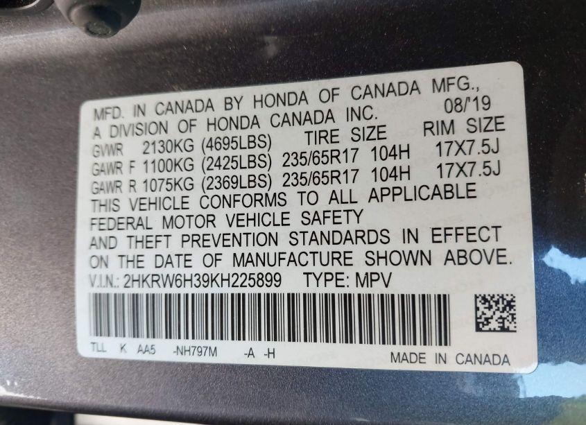 Photo 9 of 2019 Honda Cr-v LX (VIN 2HKRW6H39KH225899)