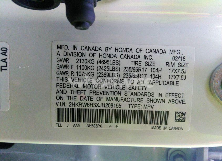 Photo 9 of 2018 Honda Cr-v LX (VIN 2HKRW6H3XJH208155)