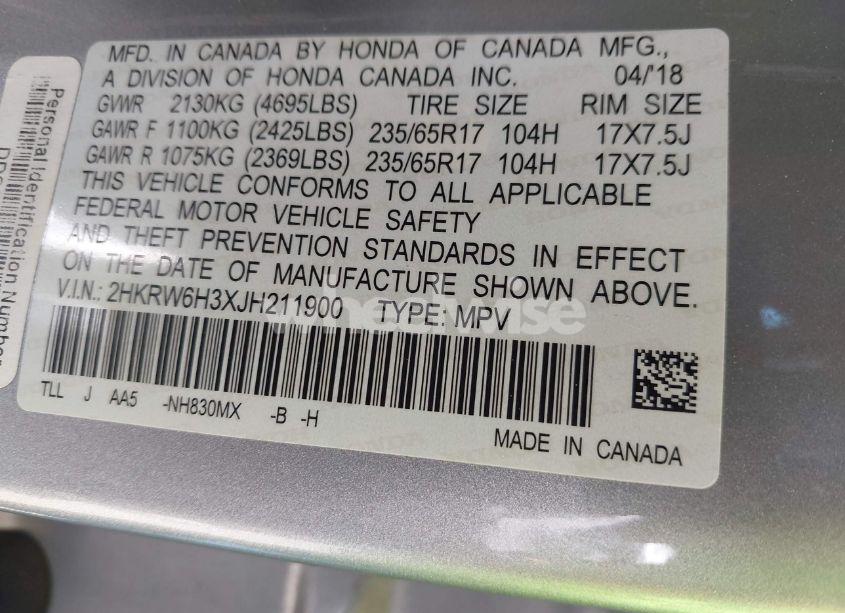 Photo 9 of 2018 Honda Cr-v LX (VIN 2HKRW6H3XJH211900)