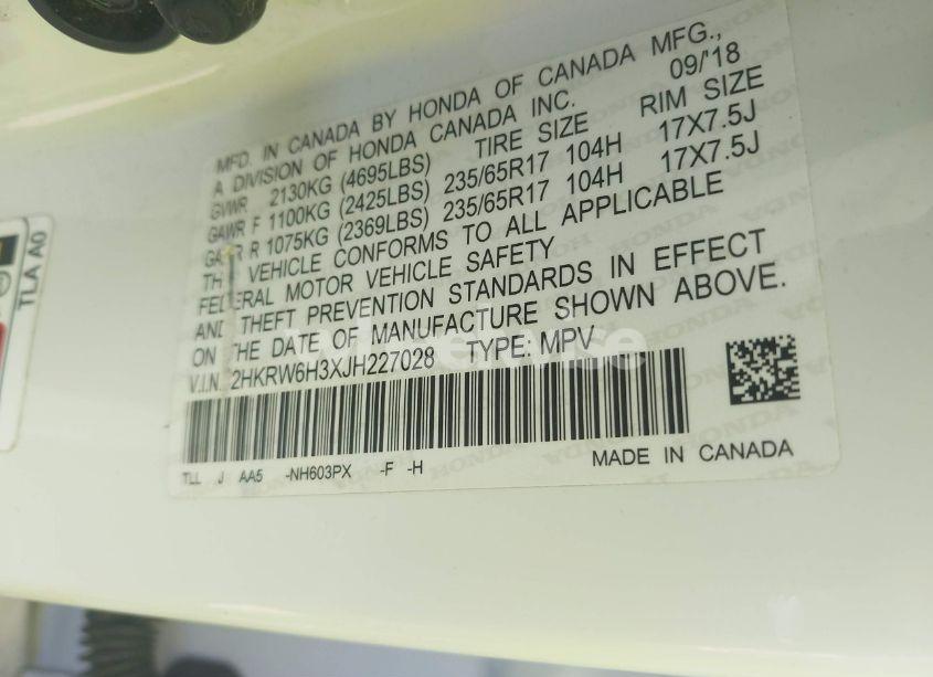 Photo 9 of 2018 Honda Cr-v LX (VIN 2HKRW6H3XJH227028)