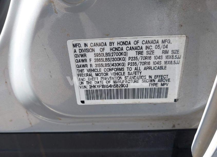 Photo 9 of 2004 Honda Pilot LX (VIN 2HKYF18154H582903)