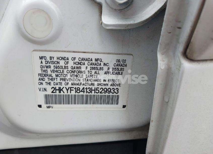 Photo 9 of 2003 Honda Pilot EX (VIN 2HKYF18413H529933)