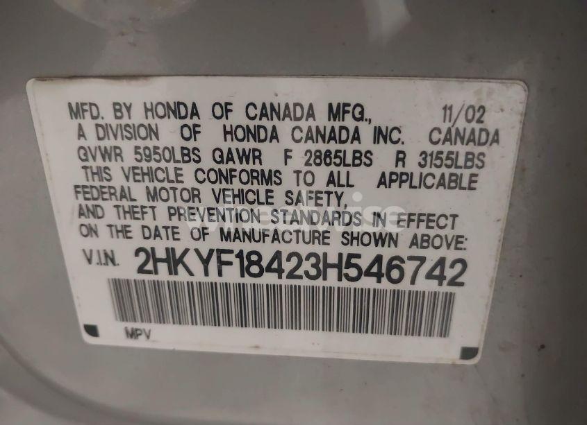 Photo 9 of 2003 Honda Pilot EX (VIN 2HKYF18423H546742)