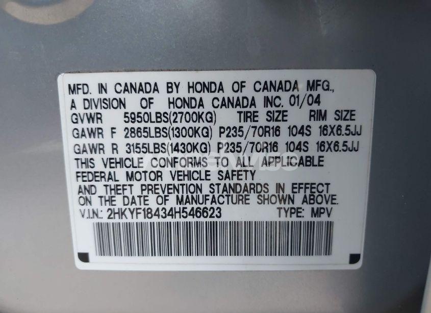 Photo 9 of 2004 Honda Pilot EX (VIN 2HKYF18434H546623)