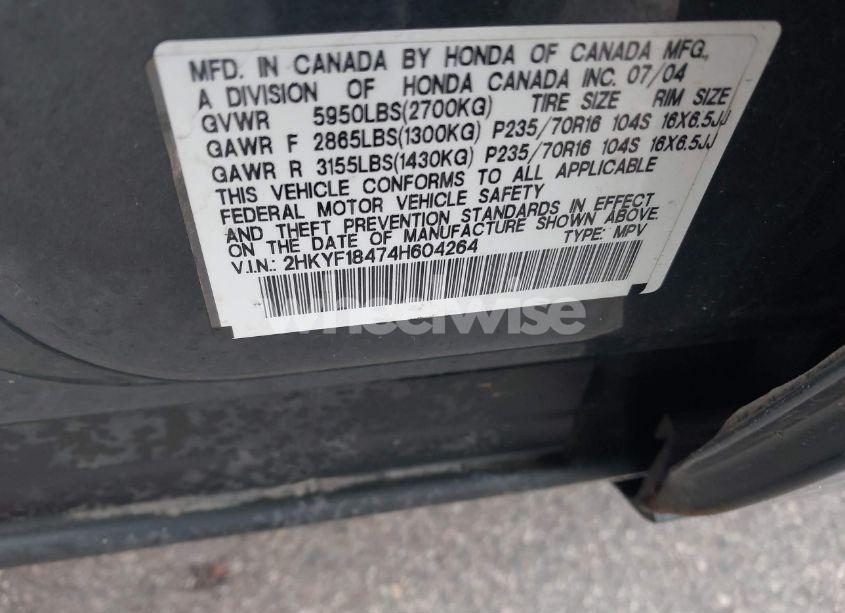 Photo 9 of 2004 Honda Pilot EX (VIN 2HKYF18474H604264)