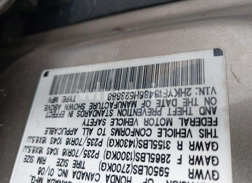 Photo 9 of 2006 Honda Pilot EX (VIN 2HKYF18486H523888)