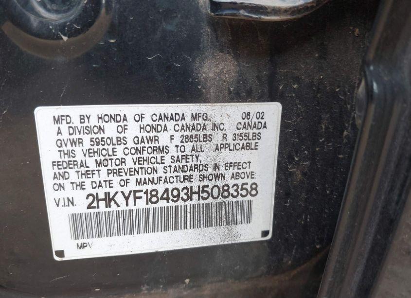 Photo 9 of 2003 Honda Pilot EX (VIN 2HKYF18493H508358)