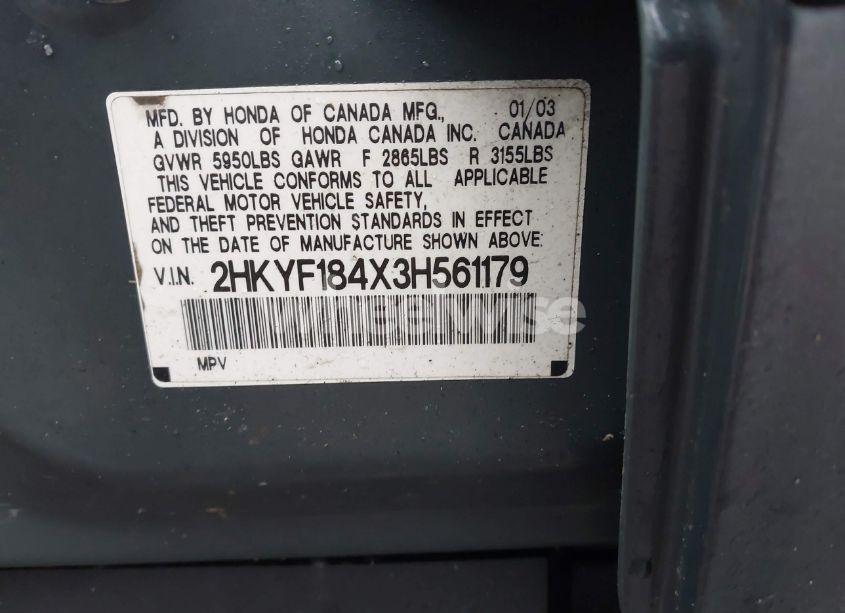 Photo 9 of 2003 Honda Pilot EX (VIN 2HKYF184X3H561179)