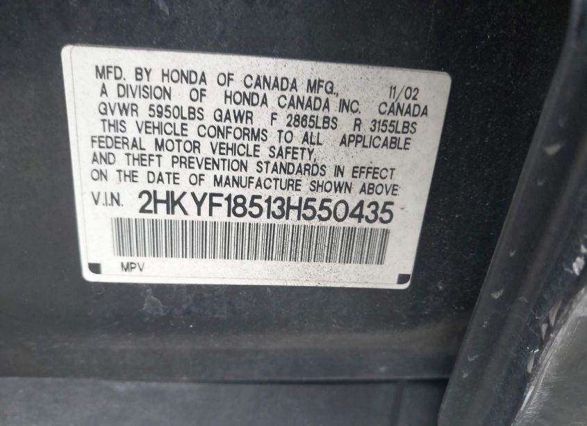Photo 9 of 2003 Honda Pilot EX-L (VIN 2HKYF18513H550435)