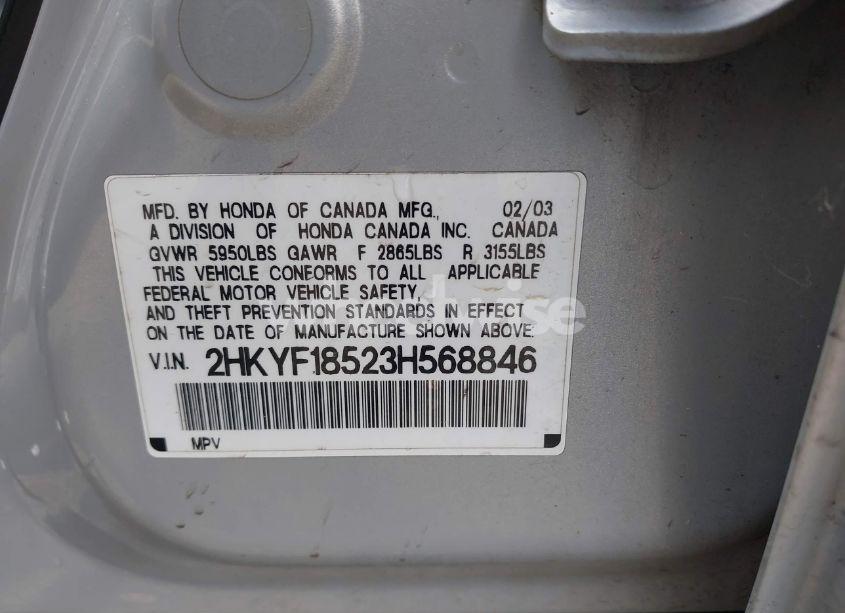 Photo 9 of 2003 Honda Pilot EX-L (VIN 2HKYF18523H568846)