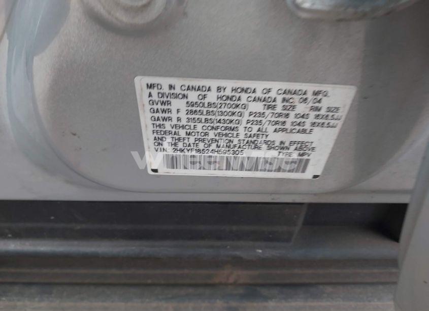 Photo 9 of 2004 Honda Pilot EX-L (VIN 2HKYF18524H595305)