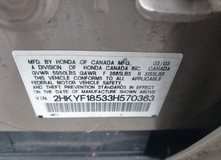 Photo 9 of 2003 Honda Pilot EX-L (VIN 2HKYF18533H570363)