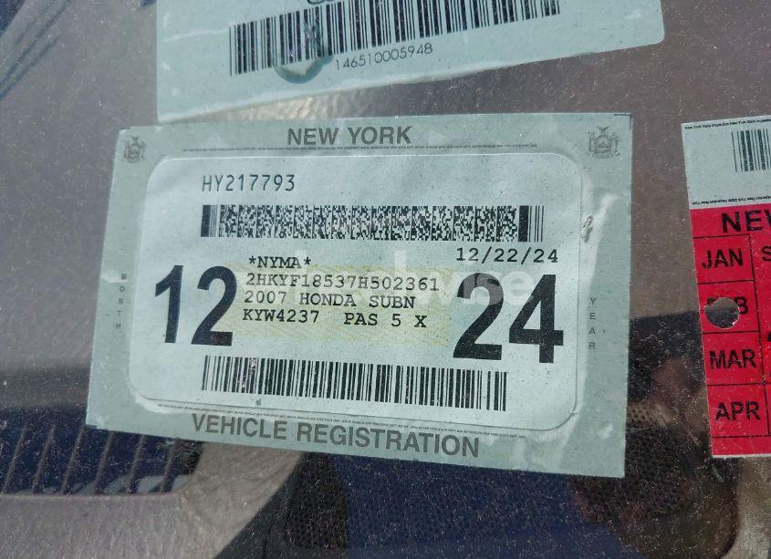 Photo 13 of 2007 Honda Pilot EX-L (VIN 2HKYF18537H502361)