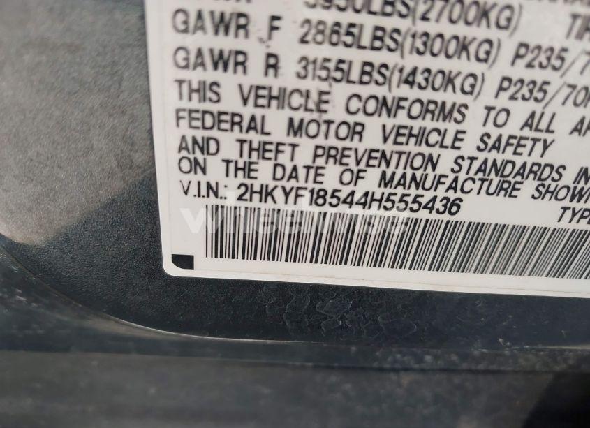 Photo 9 of 2004 Honda Pilot EX-L (VIN 2HKYF18544H555436)