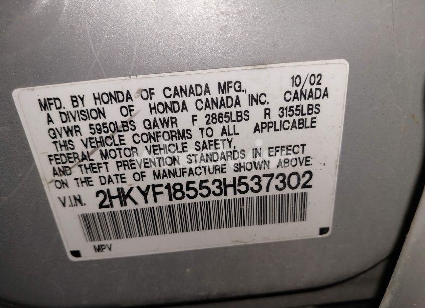 Photo 9 of 2003 Honda Pilot EX-L (VIN 2HKYF18553H537302)