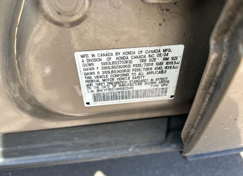 Photo 9 of 2004 Honda Pilot (VIN 2HKYF18574H592240)