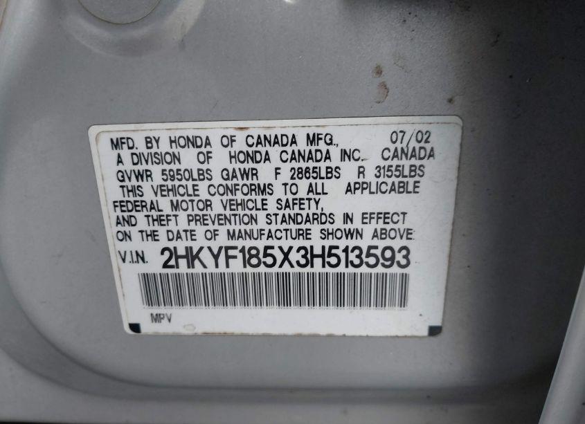 Photo 9 of 2003 Honda Pilot EX-L (VIN 2HKYF185X3H513593)