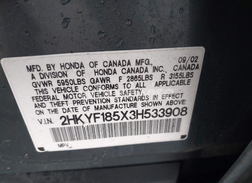 Photo 9 of 2003 Honda Pilot EX-L (VIN 2HKYF185X3H533908)