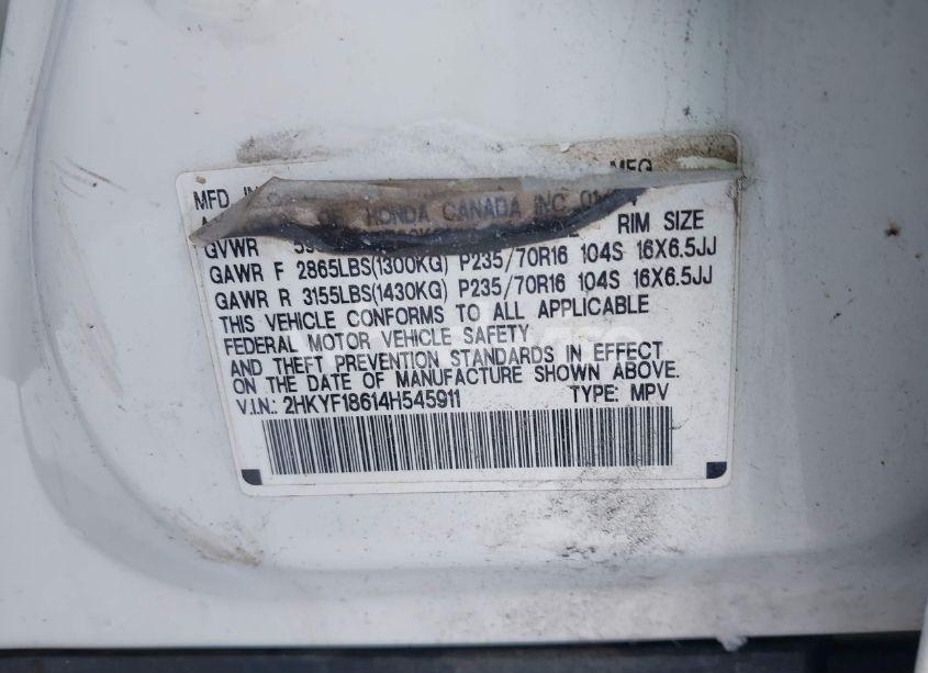 Photo 9 of 2004 Honda Pilot EX-L (VIN 2HKYF18614H545911)