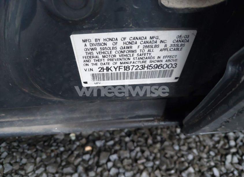 Photo 9 of 2003 Honda Pilot EX-L (VIN 2HKYF18723H596003)