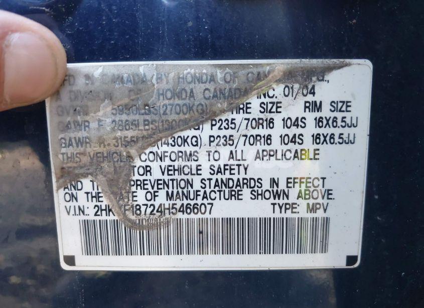 Photo 9 of 2004 Honda Pilot EX-L (VIN 2HKYF18724H546607)