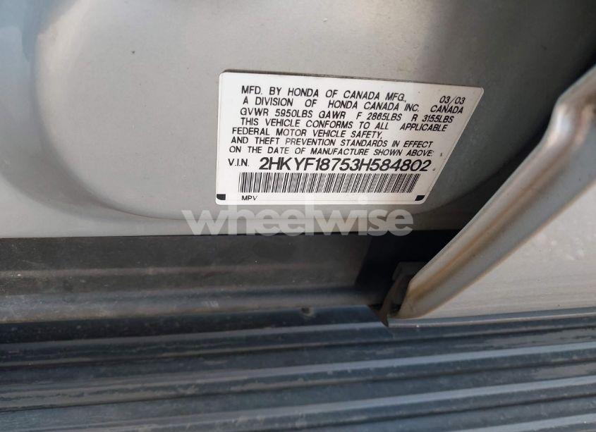 Photo 9 of 2003 Honda Pilot EX-L (VIN 2HKYF18753H584802)