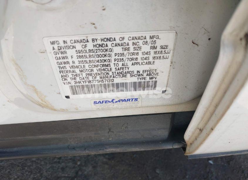 Photo 9 of 2005 Honda Pilot EX-L (VIN 2HKYF18775H571312)