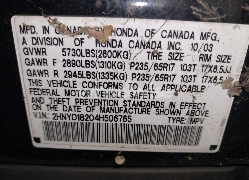 Photo 9 of 2004 Acura Mdx (VIN 2HNYD18204H506765)