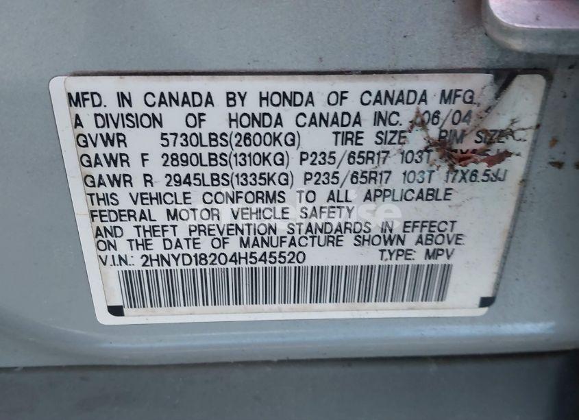 Photo 9 of 2004 Acura Mdx (VIN 2HNYD18204H545520)