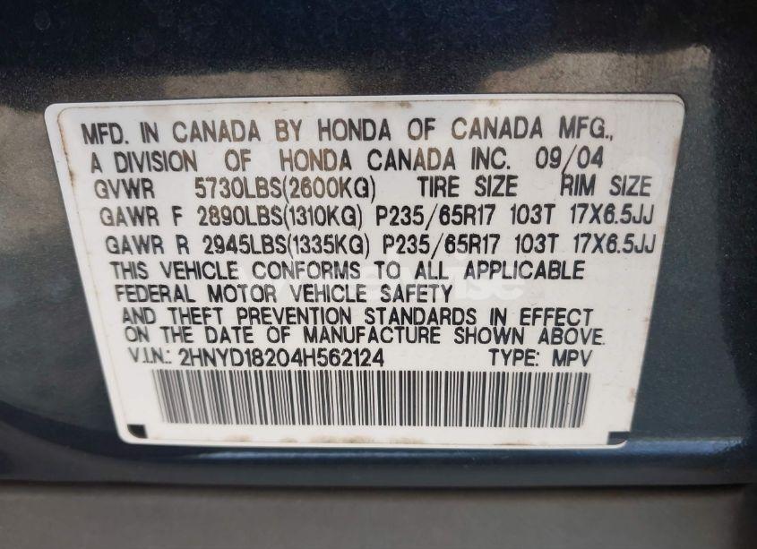 Photo 9 of 2004 Acura Mdx (VIN 2HNYD18204H562124)