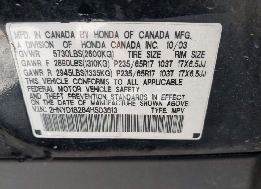 Photo 9 of 2004 Acura Mdx (VIN 2HNYD18264H503613)