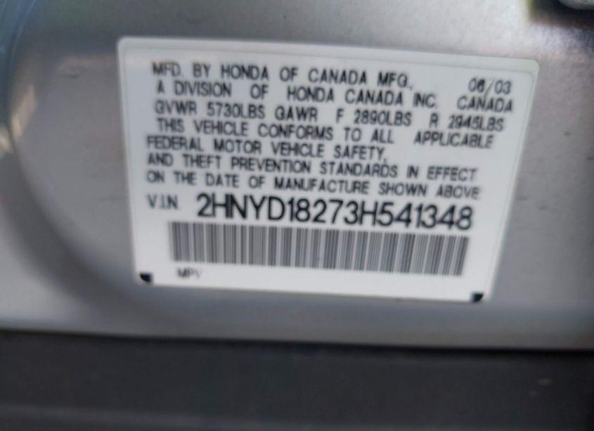 Photo 9 of 2003 Acura Mdx (VIN 2HNYD18273H541348)
