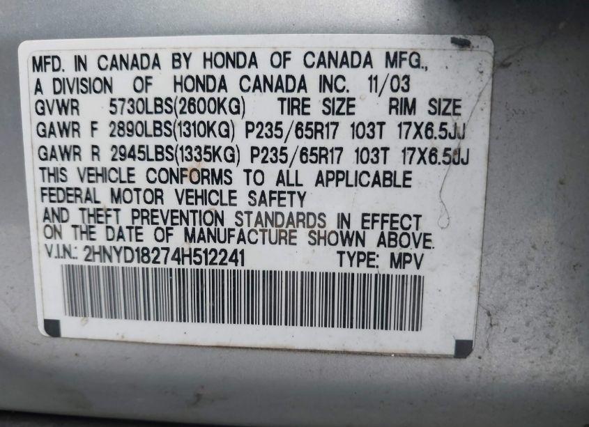 Photo 9 of 2004 Acura Mdx (VIN 2HNYD18274H512241)