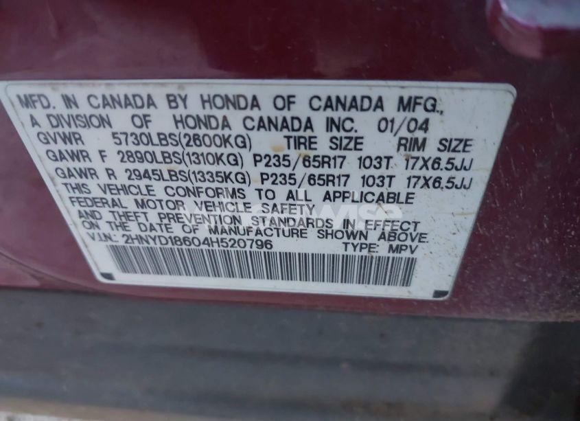 Photo 9 of 2004 Acura Mdx (VIN 2HNYD18604H520796)