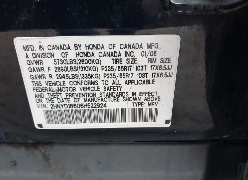 Photo 9 of 2006 Acura Mdx (VIN 2HNYD18606H522924)