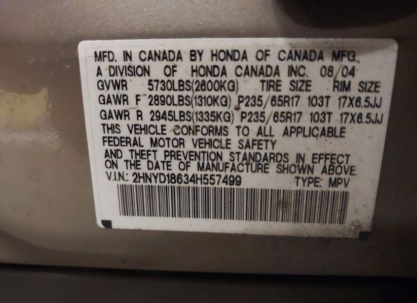 Photo 9 of 2004 Acura Mdx (VIN 2HNYD18634H557499)